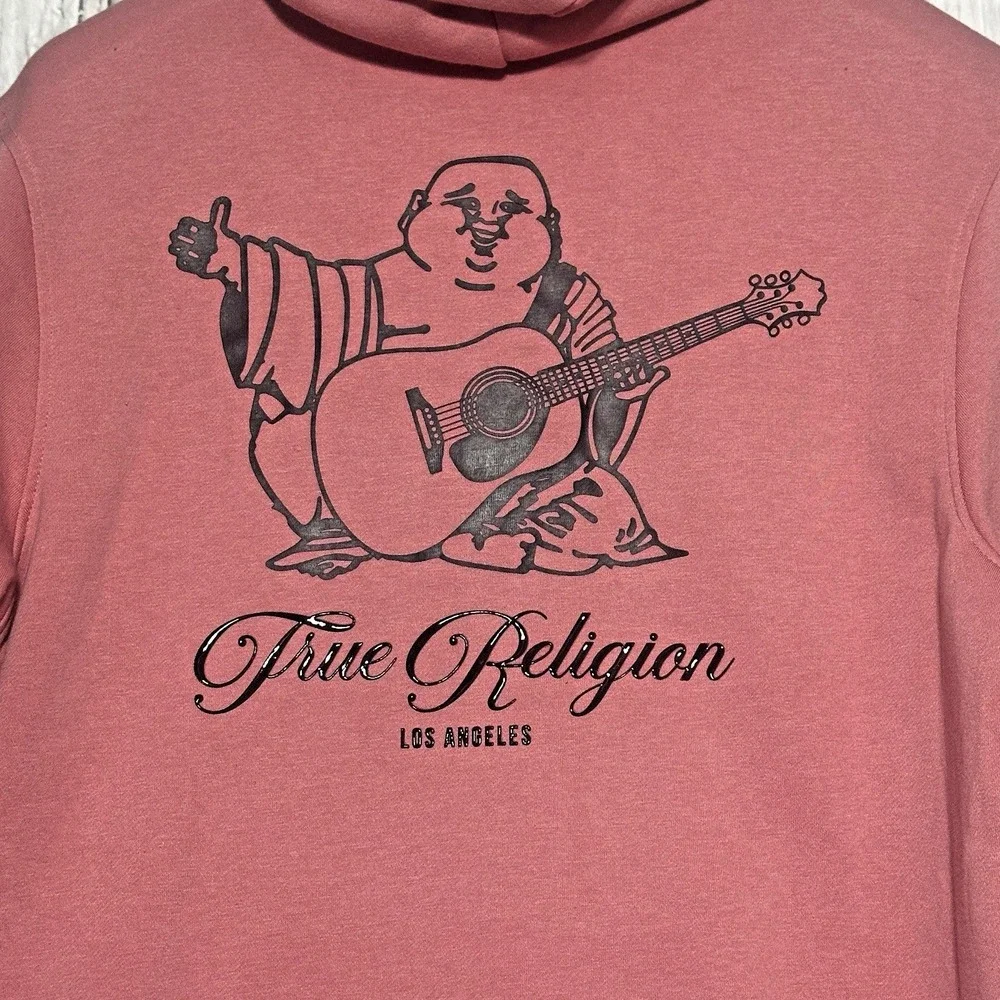 True Religion Mens Brandied Apricot Buddha Graphic Zip‎ Hoodie 701045 L NEW